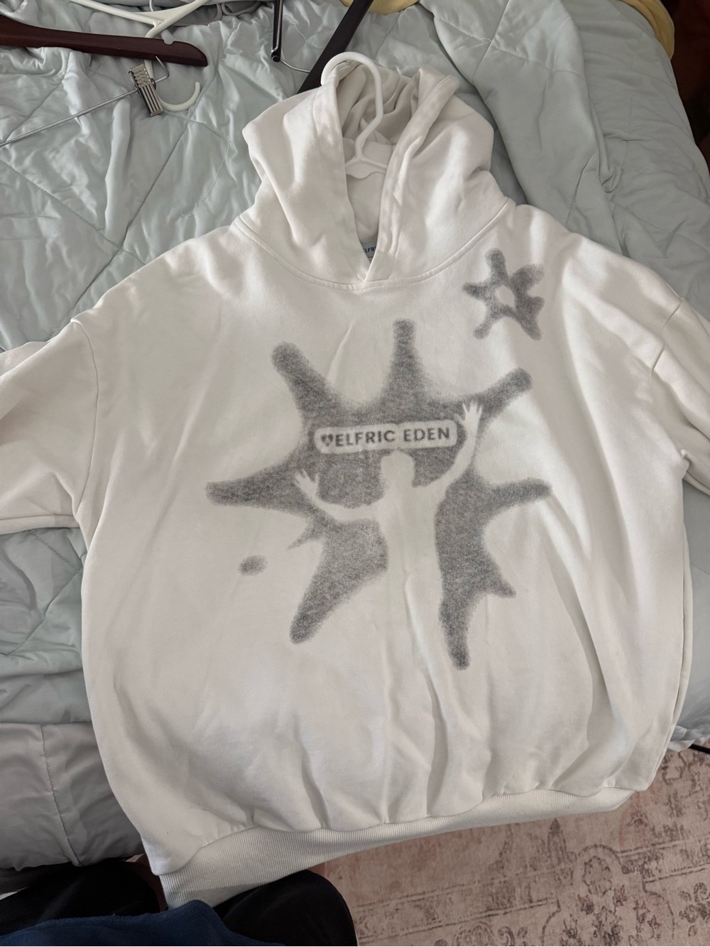 ELF White Hooded Pullover with Blue Logo Tag